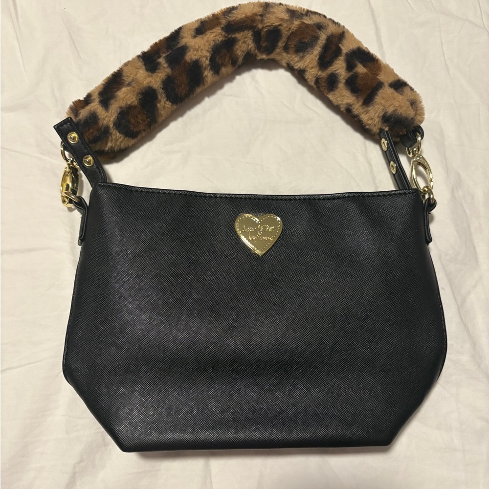 Luv Betsey Betsey Johnson faux fur leopard handle shoulder bag